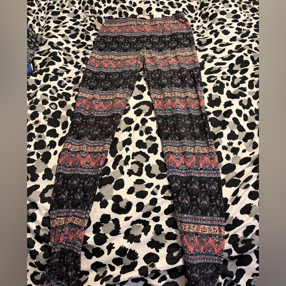 Hippie Rose Black and White Animal Print Leggings